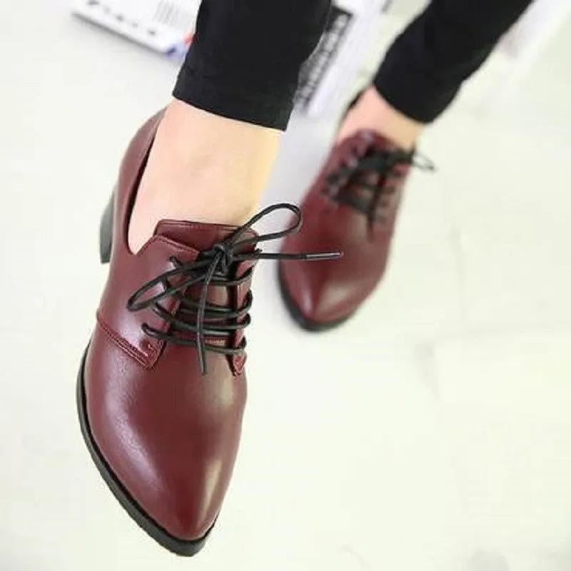 spring women shoes stylish comfortable high-heeled shoes, pointed retro lace wild single shoes work shoes