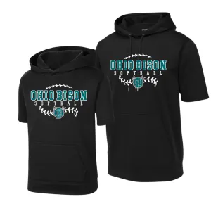 ST251- OHIO BISON- Sport Wick Fleece (Dry Fit Material) SHORT SLEEVE YOUTH & ADULT HOODIE- BISON SOFTBALL