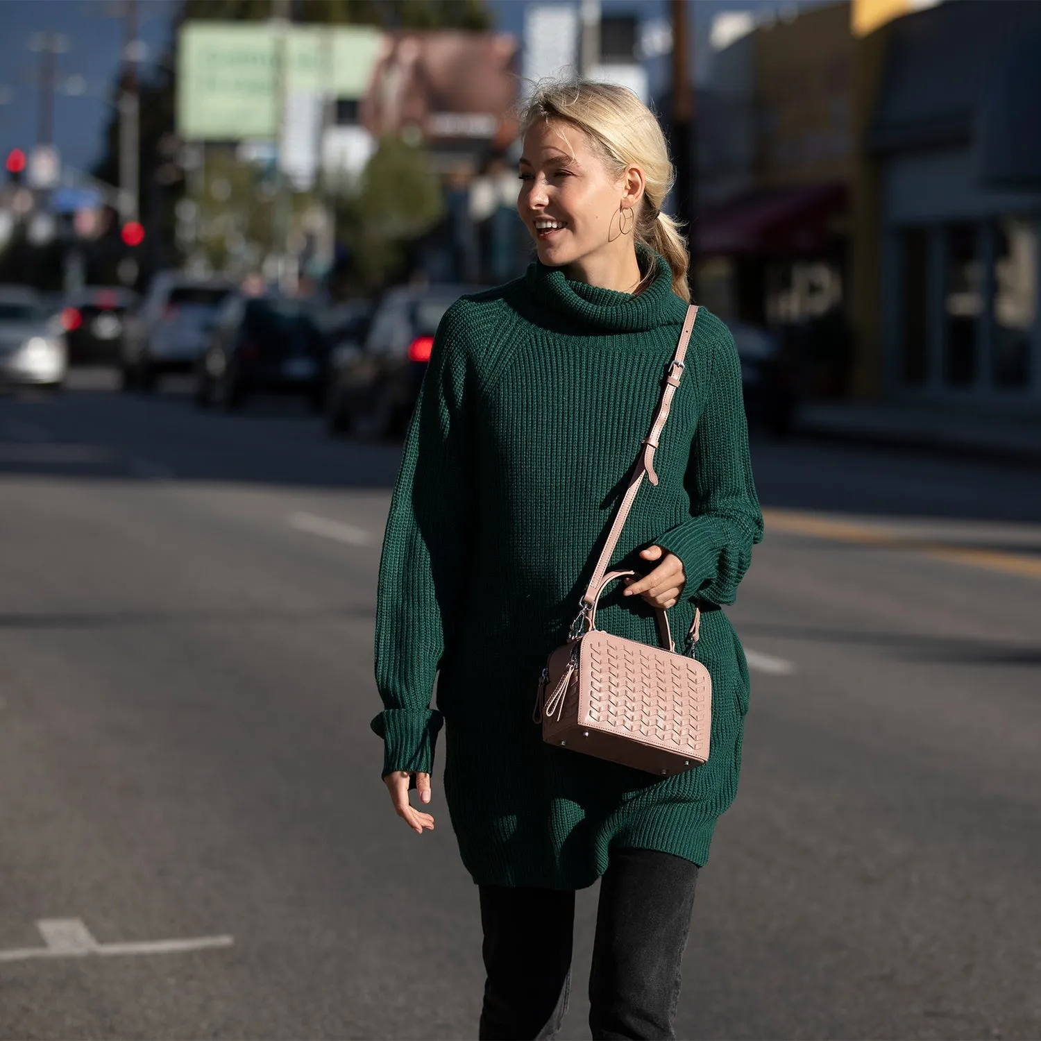 SUSU The Kayla Pink Woven Leather Bag