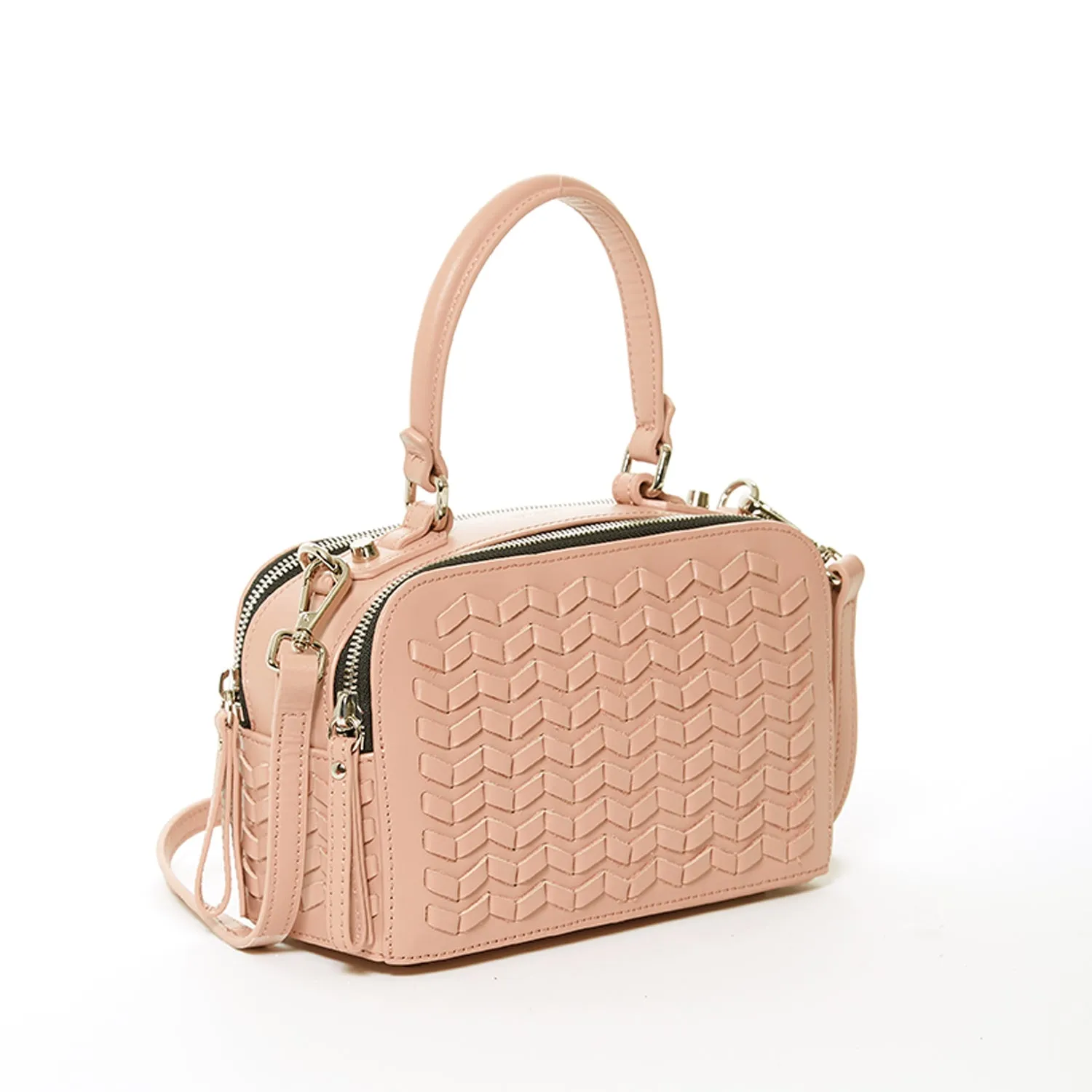 SUSU The Kayla Pink Woven Leather Bag