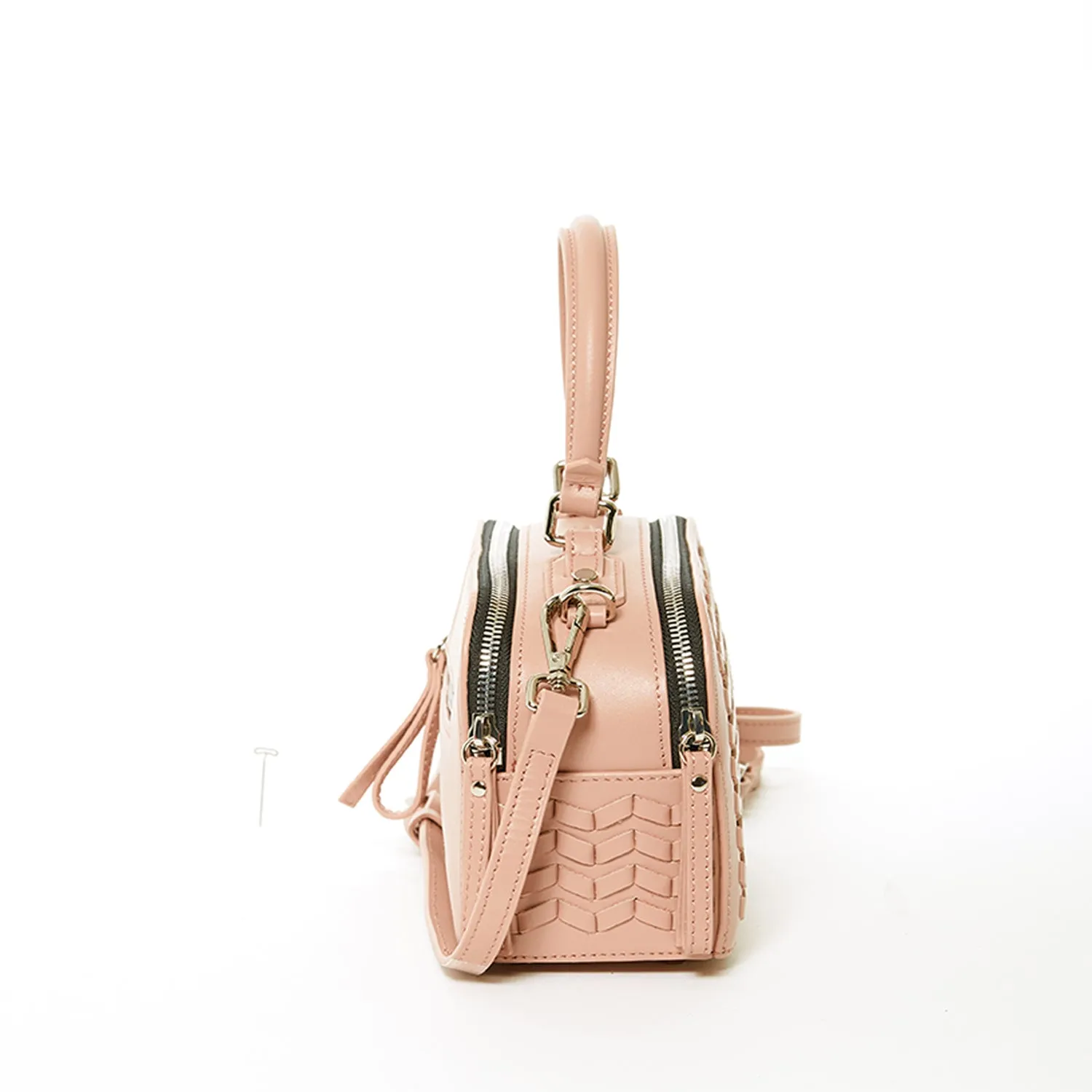 SUSU The Kayla Pink Woven Leather Bag