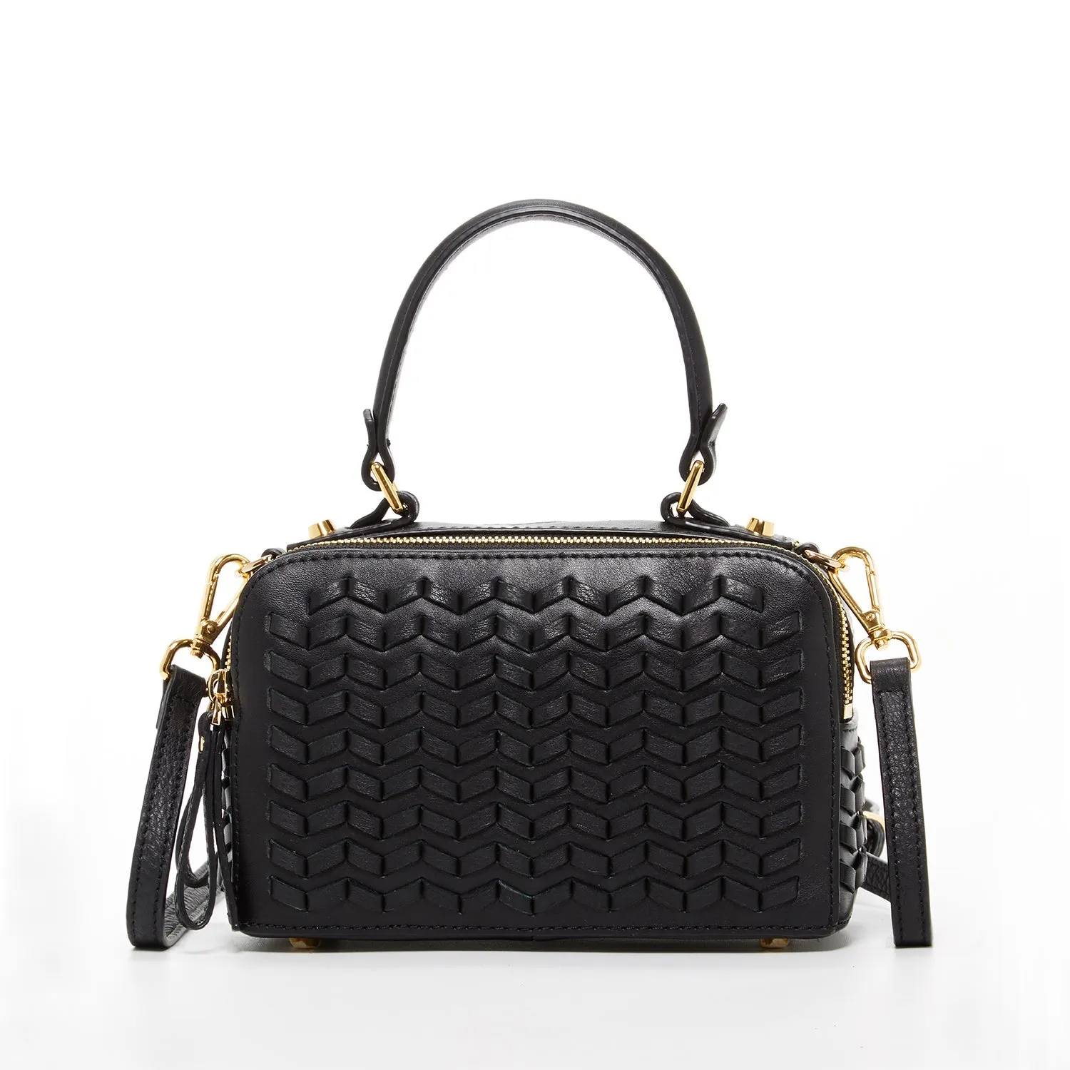 SUSU The Kayla Woven Leather Bag Black