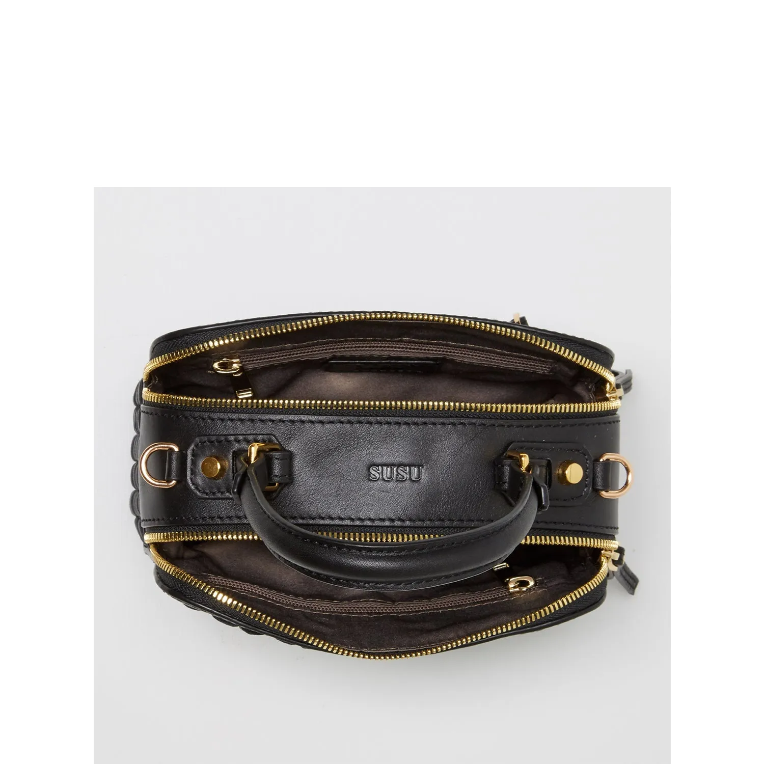 SUSU The Kayla Woven Leather Bag Black