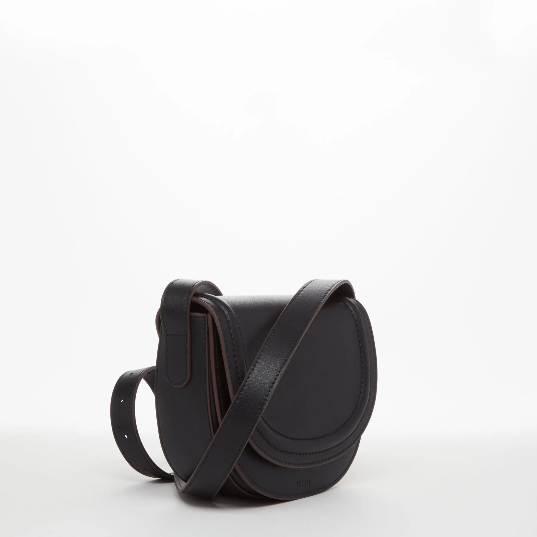 SUSU The Sarah Black Leather Saddle Bag