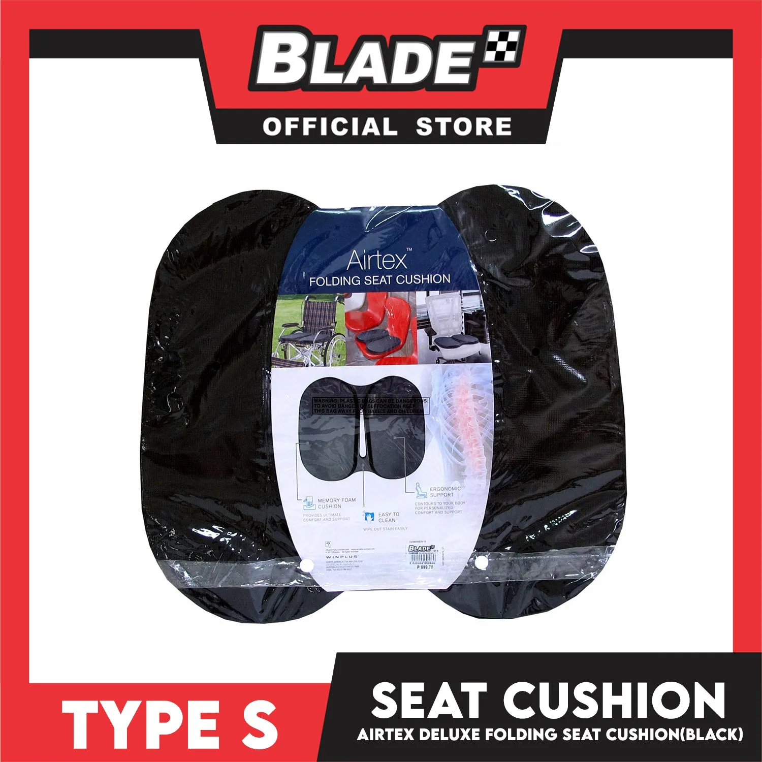 Type S Airtex Deluxe Folding Seat Cushion CU56058(Black)