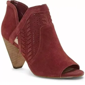 Vince Cameo Evelin Teaberry Suede Cone Heel Peep Tpe Shoes Sz 10 WIDE WIDTH